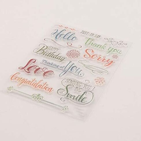 Happy Birthday Colorful Words Clear Stamp Silicone Stamp Cards with Sentiments, Letters Clear Rubber Seal Stamps for Holiday Card Making Decoration and DIY Scrapbooking Album DIY Crafts in Saudi Arabia