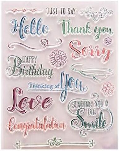 Happy Birthday Colorful Words Clear Stamp Silicone Stamp Cards with Sentiments, Letters Clear Rubber Seal Stamps for Holiday Card Making Decoration and DIY Scrapbooking Album DIY Crafts in Saudi Arabia