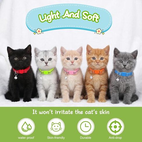 Reflective Cat Collar, Breakaway Cat Collars Kitten Collar with Bells Adjustable Collars for Small Cats Safety Quick Release Safety Buckle 7.9-13 Inches 5 Bright Colors for Small Pets in Saudi Arabia