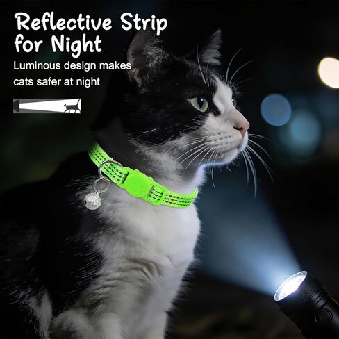 Reflective Cat Collar, Breakaway Cat Collars Kitten Collar with Bells Adjustable Collars for Small Cats Safety Quick Release Safety Buckle 7.9-13 Inches 5 Bright Colors for Small Pets in Saudi Arabia