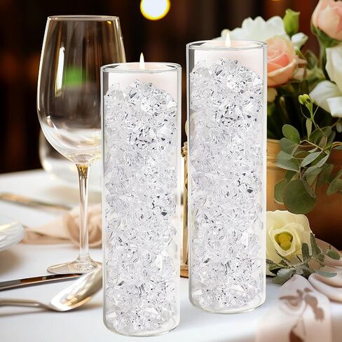 مكعبات ثلج وهمية، 100 قطعة صخور شفافة للمزهريات، 17 * 22 ملم ألماس بلاستيكي، مكعبات ثلج بلاستيكية حشو مزهرية للقطع المركزية in Kuwait