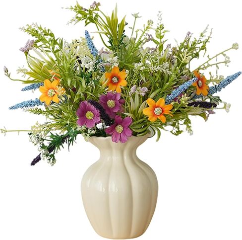 6 Pcs 14" Spring Colorful Artificial Wildflowers for Decoration - Silk Wildflower Arrangements for Vase, Faux Flower Stems for Home Decor, Spring Bouquet for Wedding in Saudi Arabia