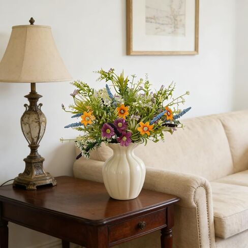 6 Pcs 14" Spring Colorful Artificial Wildflowers for Decoration - Silk Wildflower Arrangements for Vase, Faux Flower Stems for Home Decor, Spring Bouquet for Wedding in Saudi Arabia