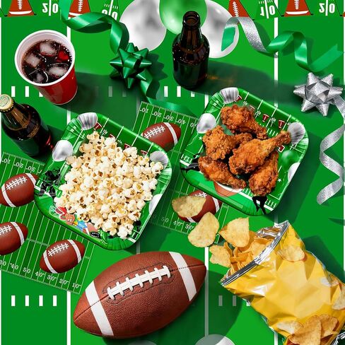 Football Party Decorations Kit Serve 24: Disposable Paper Plates, Football Napkins,Touchdown Tablecloth,Banner,Forks for Super Gameday Party Supplies Tailgate Birthday Decorations in Saudi Arabia