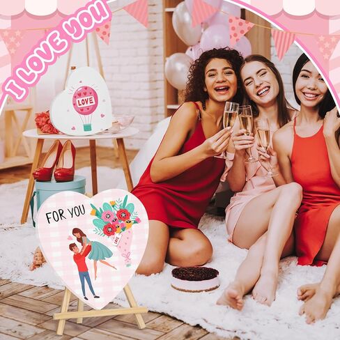 مجموعتان من مجموعات اللوحات القماشية على شكل قلب من Galentines مقاس 10 بوصة للبالغين باللون الأبيض جاهز للطلاء لوحة فارغة ممتدة من أجل Galentines Valentines Valentine Ladies Night Women Friends Gift in Kuwait