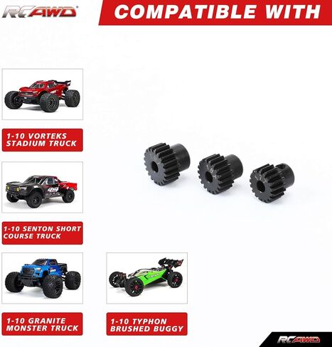 ترس ترس RCAWD 15t 17t 20t لـ Arrma 1/10 جرانيت سينتون بيج روك 550 ميجا 1/8 تايفون ميجا ترقيات أجزاء in Saudi Arabia