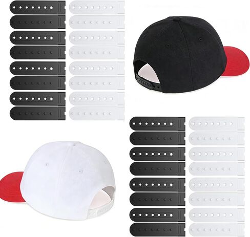 8 Pairs Snapback Extender Hat Extender Snapback Snap Extenders for Hats Plastic Snap Back Strap Replacement with 7 Holes for Repair Replacement Adjustment (Black, White) in Saudi Arabia