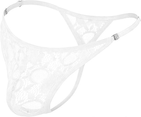 Mens Sexy Lace Thong - Adjustable Stretch Low Waistband Rise T-back Comfortable Thong Underwear in Kuwait