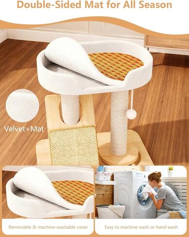 شجرة قطط سيمكات للقطط الداخلية البالغة الكبيرة، برج برج القطط مع لوح/عمود خدش، بيت قطط مع قرص دوار من الخشب الصلب وكرة النعناع البري للعب in Kuwait