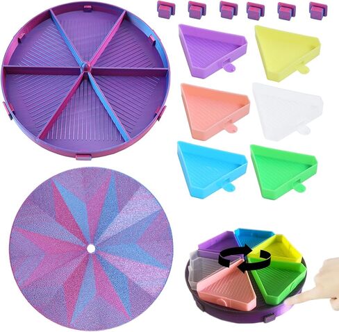 Diamond Painting Tray with Lid, 360° Rotation Diamond Art Storage Trays Kits for Adults, Bead Sorting Trays, Rhinestone Tray Organizer Accessories and Tools for 5D Diamonds DIY Crafts (Blue Purple) in Saudi Arabia