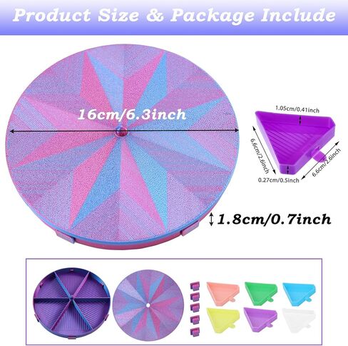 Diamond Painting Tray with Lid, 360° Rotation Diamond Art Storage Trays Kits for Adults, Bead Sorting Trays, Rhinestone Tray Organizer Accessories and Tools for 5D Diamonds DIY Crafts (Blue Purple) in Saudi Arabia
