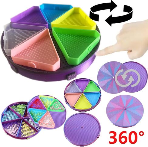 Diamond Painting Tray with Lid, 360° Rotation Diamond Art Storage Trays Kits for Adults, Bead Sorting Trays, Rhinestone Tray Organizer Accessories and Tools for 5D Diamonds DIY Crafts (Blue Purple) in Saudi Arabia