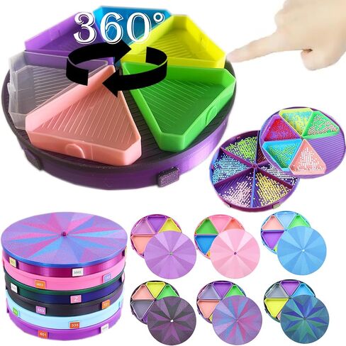 Diamond Painting Tray with Lid, 360° Rotation Diamond Art Storage Trays Kits for Adults, Bead Sorting Trays, Rhinestone Tray Organizer Accessories and Tools for 5D Diamonds DIY Crafts (Blue Purple) in Saudi Arabia