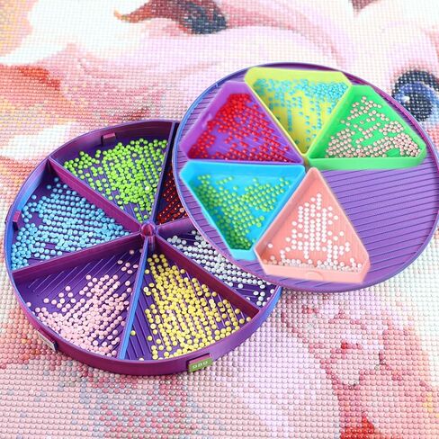 Diamond Painting Tray with Lid, 360° Rotation Diamond Art Storage Trays Kits for Adults, Bead Sorting Trays, Rhinestone Tray Organizer Accessories and Tools for 5D Diamonds DIY Crafts (Blue Purple) in Saudi Arabia