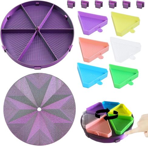 Diamond Painting Tray with Lid, 360° Rotation Diamond Art Storage Trays Kits for Adults, Bead Sorting Trays, Rhinestone Tray Organizer Accessories and Tools for 5D Diamonds DIY Crafts (Blue Purple) in Saudi Arabia