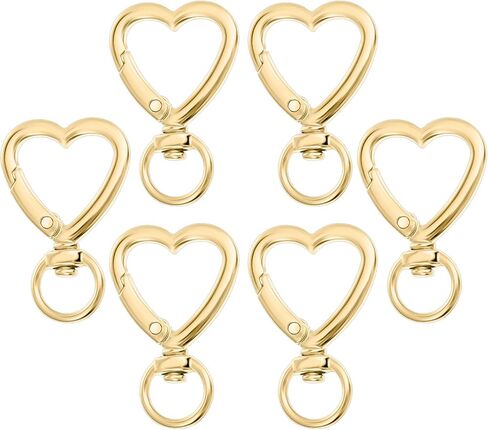 6Pcs Gold Heart Keychain Clip, Hanging Buckle Key Ring Spring Snap Swivel Keychain Hanging Buckle Key Chains Accessories for Bag Purse Handbag in Saudi Arabia