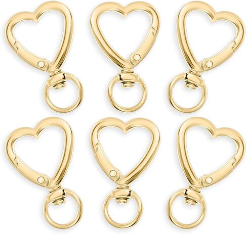 6Pcs Gold Heart Keychain Clip, Hanging Buckle Key Ring Spring Snap Swivel Keychain Hanging Buckle Key Chains Accessories for Bag Purse Handbag in Saudi Arabia