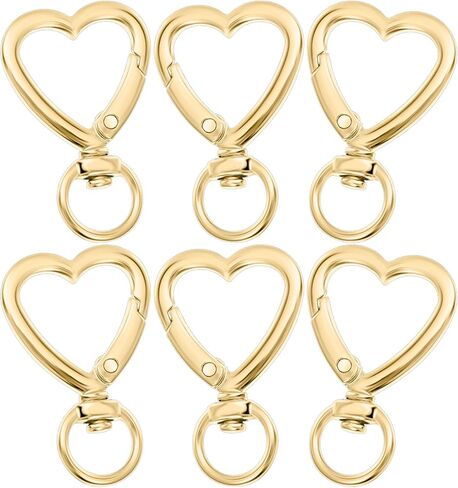 6Pcs Gold Heart Keychain Clip, Hanging Buckle Key Ring Spring Snap Swivel Keychain Hanging Buckle Key Chains Accessories for Bag Purse Handbag in Saudi Arabia