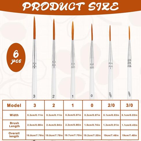 6 PCS Liner Brushes for Painting, Extra Long Sable Liner Paint Brushes for Oil, Model, Watercolor, Acrylic, and Miniature Painting in Saudi Arabia