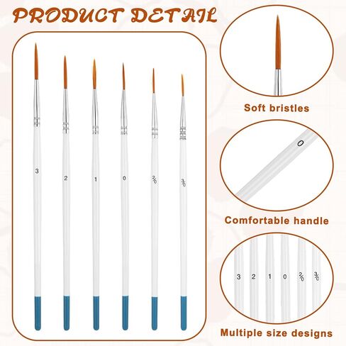 6 PCS Liner Brushes for Painting, Extra Long Sable Liner Paint Brushes for Oil, Model, Watercolor, Acrylic, and Miniature Painting in Saudi Arabia