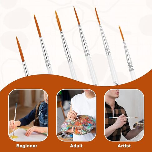 6 PCS Liner Brushes for Painting, Extra Long Sable Liner Paint Brushes for Oil, Model, Watercolor, Acrylic, and Miniature Painting in Saudi Arabia