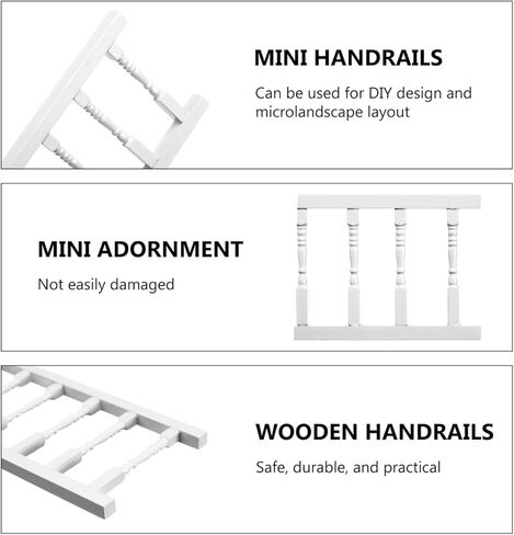 VICASKY Mini White Wooden Dollhouse Railing - 1:12 Scale Miniature Stair Railing & Furniture Decor, DIY Handrail Accessories for Fairy Models (12 Inch)​ in Saudi Arabia