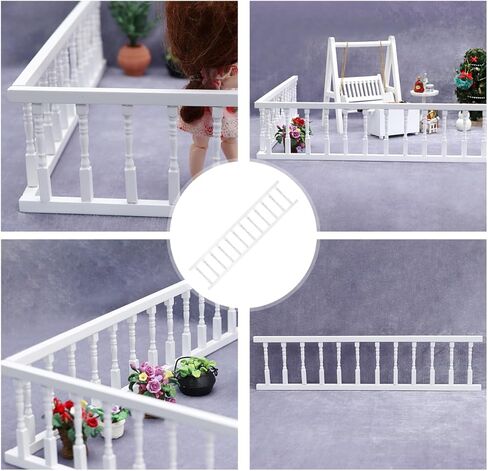 VICASKY Mini White Wooden Dollhouse Railing - 1:12 Scale Miniature Stair Railing & Furniture Decor, DIY Handrail Accessories for Fairy Models (12 Inch)​ in Saudi Arabia