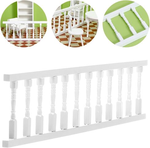 VICASKY Mini White Wooden Dollhouse Railing - 1:12 Scale Miniature Stair Railing & Furniture Decor, DIY Handrail Accessories for Fairy Models (12 Inch)​ in Saudi Arabia