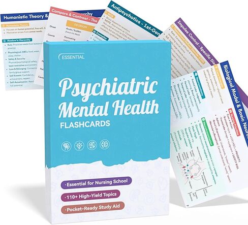 Psychiatric Mental Health Nursing Flashcards for NCLEX & PMHNP Review - Comprehensive Pocket Study Guide with Psychopharmacology, DSM-5-TR & Clinical Judgment for Students & New RNs in Saudi Arabia