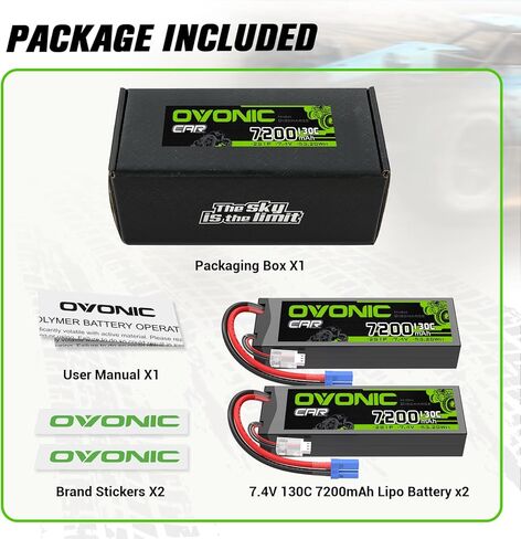 OVONIC 2S LiPo Battery 7200mAh 7.4V 130C RC Battery with EC5 Connector in Saudi Arabia
