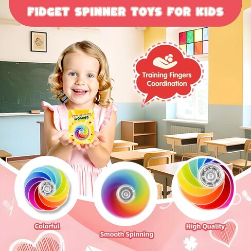 Letapapa 24Pack Valentines Day Cards For Kids with Fidget Spinner Toys, Valentine's Greeting Cards for Kids School Classroom Valentine's Gifts Exchange, Valentines Party Favors Prizes for Boys Girls in Saudi Arabia