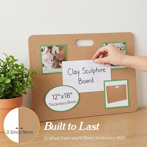 2 Pack Clay Wedging Boards, 12 x 18 Inch Portable Mud Board with Handle, Durable 8mm Thickness Craft Clay Mat for Pottery, Ceramics, Sculpting & DIY Art Projects in Kuwait