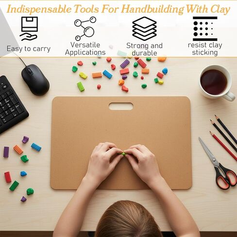 2 Pack Clay Wedging Boards, 12 x 18 Inch Portable Mud Board with Handle, Durable 8mm Thickness Craft Clay Mat for Pottery, Ceramics, Sculpting & DIY Art Projects in Kuwait