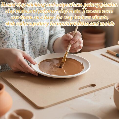 2 Pack Clay Wedging Boards, 12 x 18 Inch Portable Mud Board with Handle, Durable 8mm Thickness Craft Clay Mat for Pottery, Ceramics, Sculpting & DIY Art Projects in Kuwait