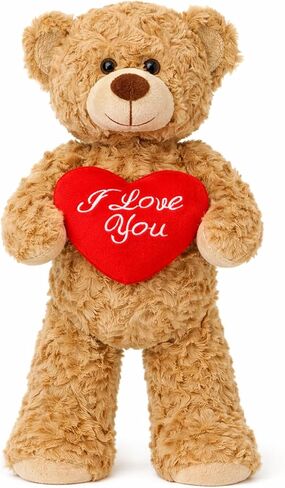 لعبة تيدي بير القطيفة - تعانق وردة حمراء أو قلب، دمية دب رومانسية قطيفة، عيد الحب، عيد الميلاد، هدية للفتيات (وردة الدب البني) in Kuwait