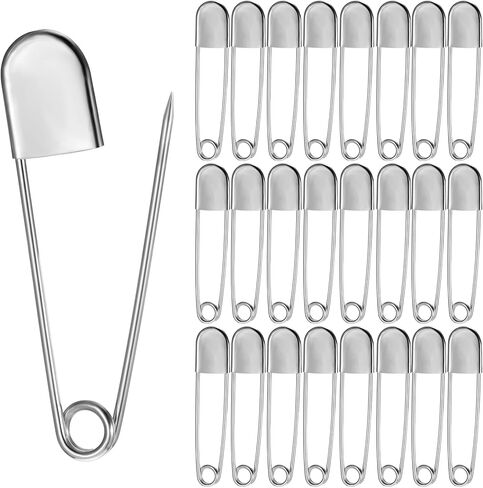 24 Pcs 5 Inch Heavy Duty Stainless Steel Safety Pins, Extra Large Safety Pin for Blankets, Laundry, Crafts, Leather, Canvas, and Upholstery (Silver) in Saudi Arabia