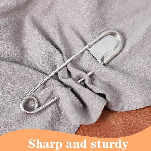 24 Pcs 5 Inch Heavy Duty Stainless Steel Safety Pins, Extra Large Safety Pin for Blankets, Laundry, Crafts, Leather, Canvas, and Upholstery (Silver) in Saudi Arabia