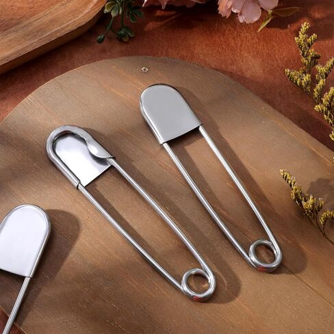 24 Pcs 5 Inch Heavy Duty Stainless Steel Safety Pins, Extra Large Safety Pin for Blankets, Laundry, Crafts, Leather, Canvas, and Upholstery (Silver) in Saudi Arabia