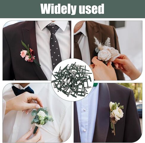 31Pcs Triangle Boutonniere Safety Pins with Flower Tape, T-Shaped Plastic Corsage Pins Safety Clips for Bride Groom, Tiny Boutonniere Supplies for Wedding Festivals Buttonhole Flowers Button Making in Saudi Arabia