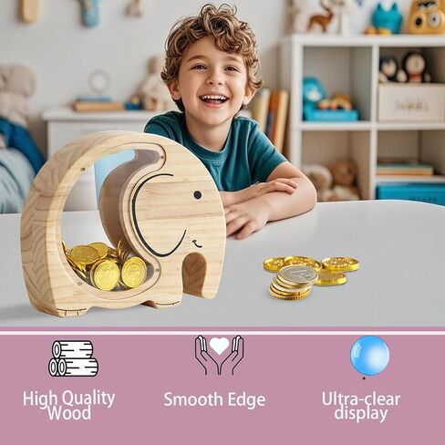 Elephant Piggy Bank for Kids Money Bank for Toddlers Elephant Room Decor for Boys and Girls Coin Jar Unbreakable Personalized Coin Bank in Saudi Arabia