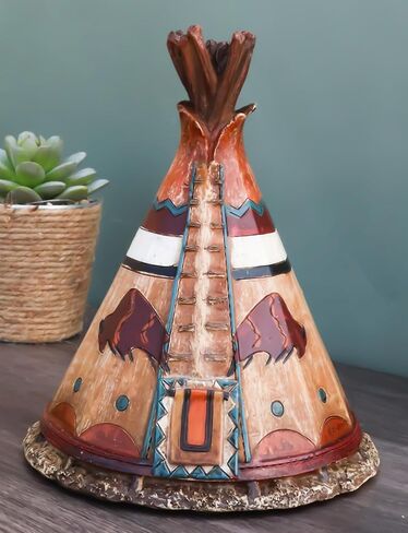 Ebros Gift Rustic Western Tribal Native Indian Teepee Hut with Charging Bison Motif Money Coin Savings Piggy Bank Decorative Figurine Accent in Saudi Arabia