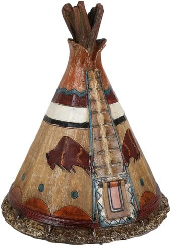 Ebros Gift Rustic Western Tribal Native Indian Teepee Hut with Charging Bison Motif Money Coin Savings Piggy Bank Decorative Figurine Accent in Saudi Arabia