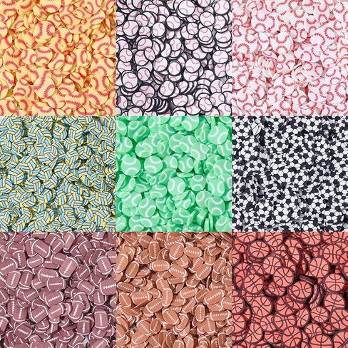 SUNNYCLUE 90G Polymer Clay Slices Ball Cabochon Mini Football Rugby Baseball Basketball Pieces Sports Balls Clay Cabochons Sport Confetti for Nail Art DIY Crafts Party Table Decoration Favors in Saudi Arabia