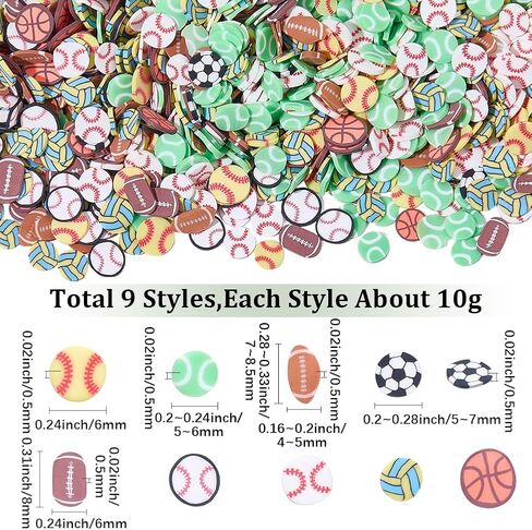 SUNNYCLUE 90G Polymer Clay Slices Ball Cabochon Mini Football Rugby Baseball Basketball Pieces Sports Balls Clay Cabochons Sport Confetti for Nail Art DIY Crafts Party Table Decoration Favors in Saudi Arabia
