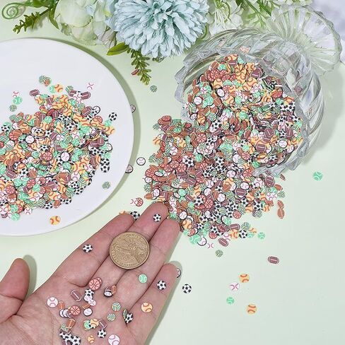 SUNNYCLUE 90G Polymer Clay Slices Ball Cabochon Mini Football Rugby Baseball Basketball Pieces Sports Balls Clay Cabochons Sport Confetti for Nail Art DIY Crafts Party Table Decoration Favors in Saudi Arabia