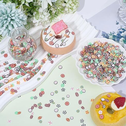 SUNNYCLUE 90G Polymer Clay Slices Ball Cabochon Mini Football Rugby Baseball Basketball Pieces Sports Balls Clay Cabochons Sport Confetti for Nail Art DIY Crafts Party Table Decoration Favors in Saudi Arabia