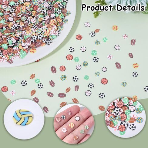 SUNNYCLUE 90G Polymer Clay Slices Ball Cabochon Mini Football Rugby Baseball Basketball Pieces Sports Balls Clay Cabochons Sport Confetti for Nail Art DIY Crafts Party Table Decoration Favors in Saudi Arabia