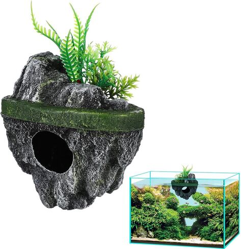 FAVOMOTO Floating Stone Aquarium Decoration, Realistic Fish Tank Ornament and Hideaway Floating Rock Landscape for Fish Shelter and Tank Decor in Saudi Arabia