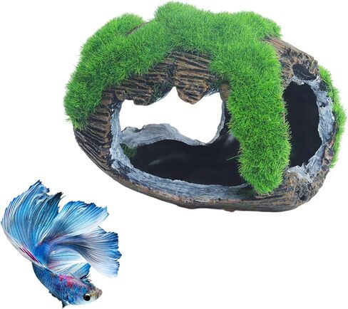 RUIAN Aquarium Broken Barrel Ornament - Fish Hide Cave Decor with Water Bottle Feature, Safe Resin Hideaway for Betta Cichlids Shrimp Aquatic Pets(Water bottle) in Saudi Arabia