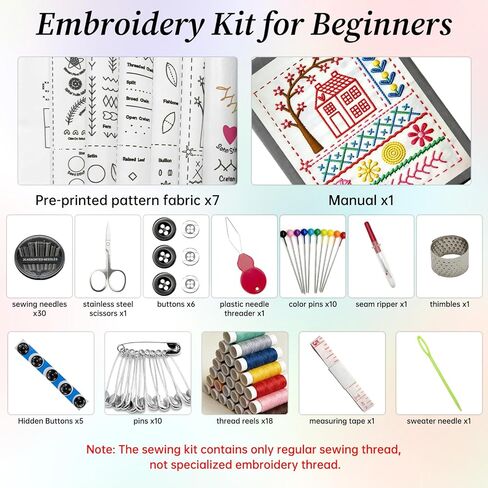 مجموعة كتب غرز التطريز من IKKAB، هزة الجماع للمبتدئين، كتب تدريب على التطريز مكونة من 106 أنماط مع مجموعة خياطة مكونة من 86 قطعة، كتاب عينات تطريز محمول ومجموعة أدوات الخياطة in Saudi Arabia